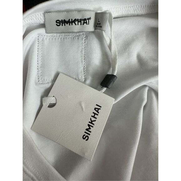 NWT Simkhai Basic Crew Neck Pullover 3/4 Sleeve T Shirt White Size Large $155 - Picture 9 of 10